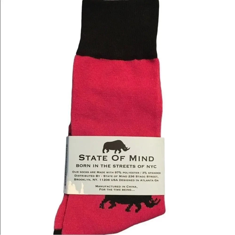 State of Mind Men's Pink and Black Casual Socks
